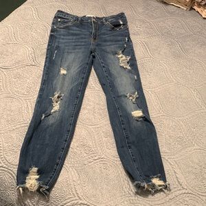 Tricot cropped jeans